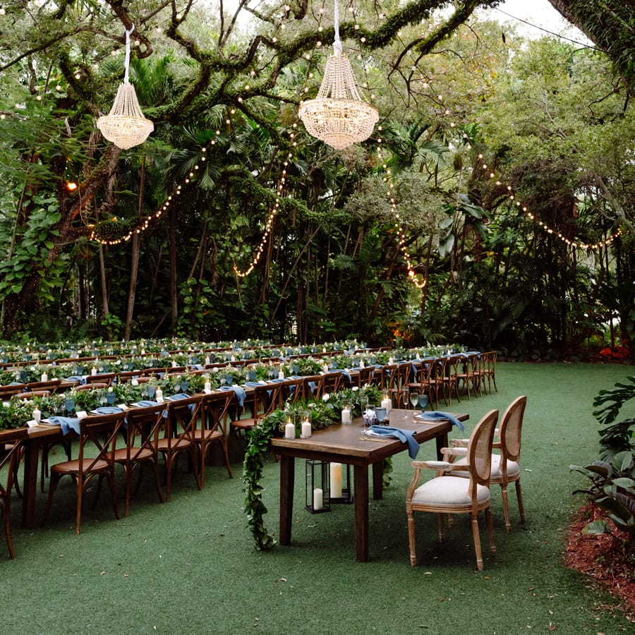 garden wedding setup at Villa Woodbine